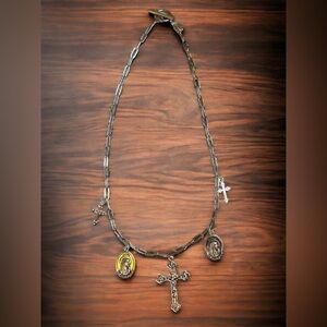 Gorgeous Medallion and Cross Charm Necklace